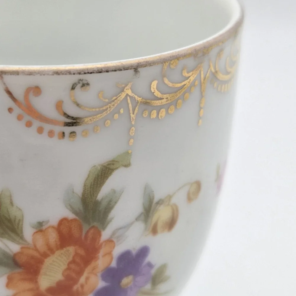 Rosenthal Selb Dresden Floral Porcelain Egg Cup With Gold‎ Trim Cottagecore